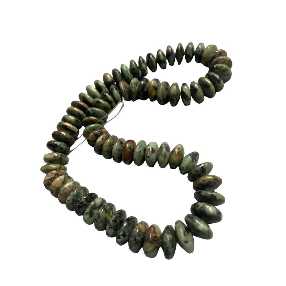 African Turquoise Jasper Rondelle Beads Strand 16" Natural Stone Jewelry Supply - Picture 2 of 5